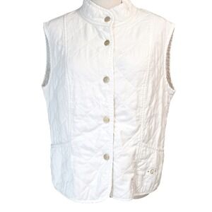 GIO ANNA White Quilted Vest Women's Italian Made Tencel Size 44
